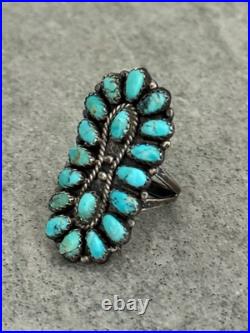 Vintage Native American Navajo MARCO BEGAYE Turquoise Cluster Ring Size 7.25