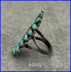 Vintage Native American Navajo MARCO BEGAYE Turquoise Cluster Ring Size 7.25
