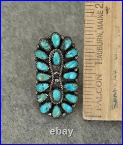 Vintage Native American Navajo MARCO BEGAYE Turquoise Cluster Ring Size 7.25