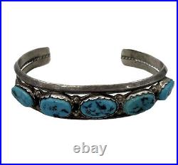Vintage Native American Navajo Morenci Turquoise Sterling Silver Bracelet Vintage Native American Navajo Morenci Turquoise Sterling Silver Bracelet