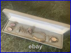 Vintage Native American Navajo Mother of Pearl Sterling Necklace/ring/earrings