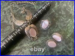Vintage Native American Navajo Mother of Pearl Sterling Necklace/ring/earrings