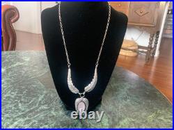 Vintage Native American Navajo Mother of Pearl Sterling Necklace/ring/earrings