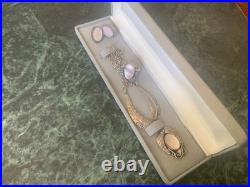 Vintage Native American Navajo Mother of Pearl Sterling Necklace/ring/earrings