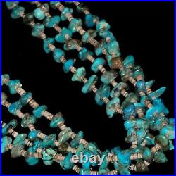 Vintage Native American Navajo Multi Strand Turquoise & Heishi Bead Necklace