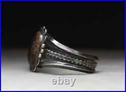 Vintage Native American Navajo Petrified Wood Sterling Silver Cuff Bracelet