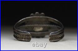 Vintage Native American Navajo Petrified Wood Sterling Silver Cuff Bracelet