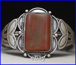 Vintage Native American Navajo Red Agate Sterling Silver Cuff Bracelet