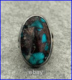 Vintage Native American Navajo SMOKEY BISBEE Turquoise Sterling RING 7.25