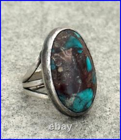 Vintage Native American Navajo SMOKEY BISBEE Turquoise Sterling RING 7.25