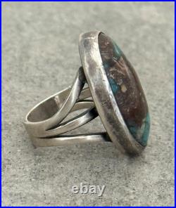 Vintage Native American Navajo SMOKEY BISBEE Turquoise Sterling RING 7.25