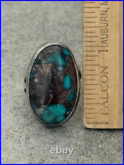 Vintage Native American Navajo SMOKEY BISBEE Turquoise Sterling RING 7.25