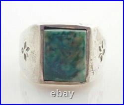 Vintage Native American Navajo Signed Chrysocolla Sterling Silver Ring Sz 11