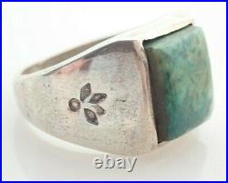 Vintage Native American Navajo Signed Chrysocolla Sterling Silver Ring Sz 11