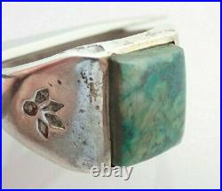 Vintage Native American Navajo Signed Chrysocolla Sterling Silver Ring Sz 11