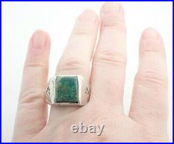 Vintage Native American Navajo Signed Chrysocolla Sterling Silver Ring Sz 11