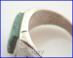Vintage Native American Navajo Signed Chrysocolla Sterling Silver Ring Sz 11