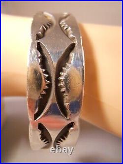 Vintage Native American Navajo Signed Nora Bill Sterling Silver Cuff Bracelet