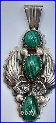 Vintage Native American Navajo Signed RB Mike & Rita Begay Malachite Stones