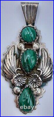 Vintage Native American Navajo Signed RB Mike & Rita Begay Malachite Stones