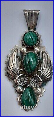 Vintage Native American Navajo Signed RB Mike & Rita Begay Malachite Stones