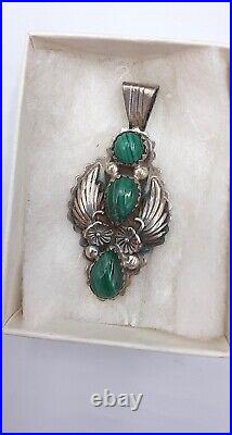 Vintage Native American Navajo Signed RB Mike & Rita Begay Malachite Stones