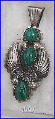 Vintage Native American Navajo Signed RB Mike & Rita Begay Malachite Stones