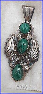 Vintage Native American Navajo Signed RB Mike & Rita Begay Malachite Stones