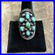 Vintage Native American Navajo Signed Sterling Silver Turquoise Ring Old Work