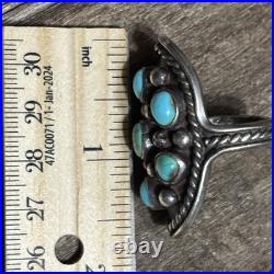 Vintage Native American Navajo Signed Sterling Silver Turquoise Ring Old Work