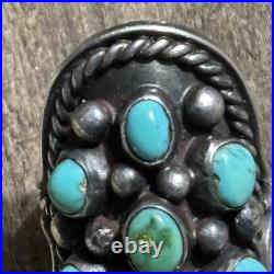 Vintage Native American Navajo Signed Sterling Silver Turquoise Ring Old Work