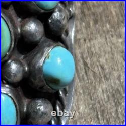 Vintage Native American Navajo Signed Sterling Silver Turquoise Ring Old Work