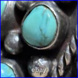 Vintage Native American Navajo Signed Sterling Silver Turquoise Ring Old Work