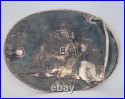 Vintage Native American Navajo Signed Turquoise Coral Sterling Belt Buckle 108gr