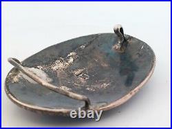 Vintage Native American Navajo Signed Turquoise Coral Sterling Belt Buckle 108gr