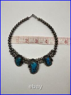 Vintage Native American Navajo Silver Boulder turquoise Necklace? Chocker