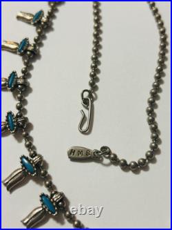 Vintage Native American Navajo Squash Blossom Signed Necklace