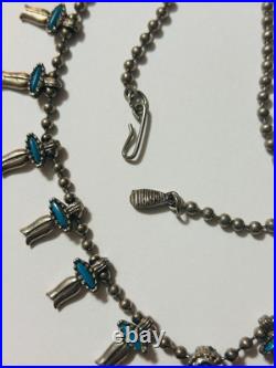 Vintage Native American Navajo Squash Blossom Signed Necklace