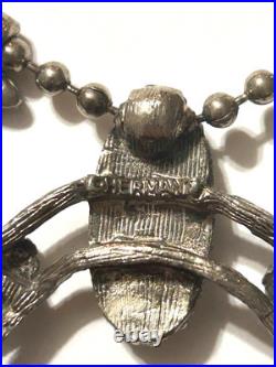 Vintage Native American Navajo Squash Blossom Signed Necklace