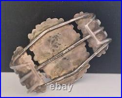 Vintage Native American, Navajo Sterling 34 Turquoise 50mm Cuff Bracelet, 6.5