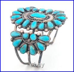 Vintage Native American, Navajo Sterling 34 Turquoise 50mm Cuff Bracelet, 6.5