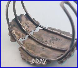 Vintage Native American, Navajo Sterling 34 Turquoise 50mm Cuff Bracelet, 6.5