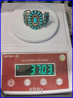 Vintage Native American, Navajo Sterling 34 Turquoise 50mm Cuff Bracelet, 6.5