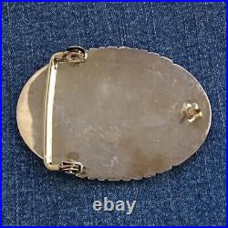 Vintage Native American Navajo Sterling Belt Buckle Spiny Oyster Heart Turquoise