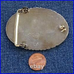 Vintage Native American Navajo Sterling Belt Buckle Spiny Oyster Heart Turquoise