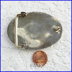 Vintage Native American Navajo Sterling Belt Buckle Spiny Oyster Heart Turquoise
