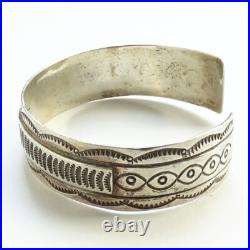 Vintage Native American Navajo Sterling Cuff Bracelet Feather Picto Hallmark