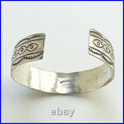 Vintage Native American Navajo Sterling Cuff Bracelet Feather Picto Hallmark