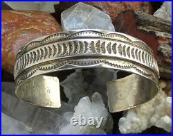 Vintage Native American Navajo Sterling Cuff Bracelet Feather Picto Hallmark