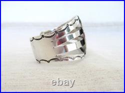 Vintage Native American Navajo Sterling Cuff Bracelet w Inlaid Turquoise & Coral